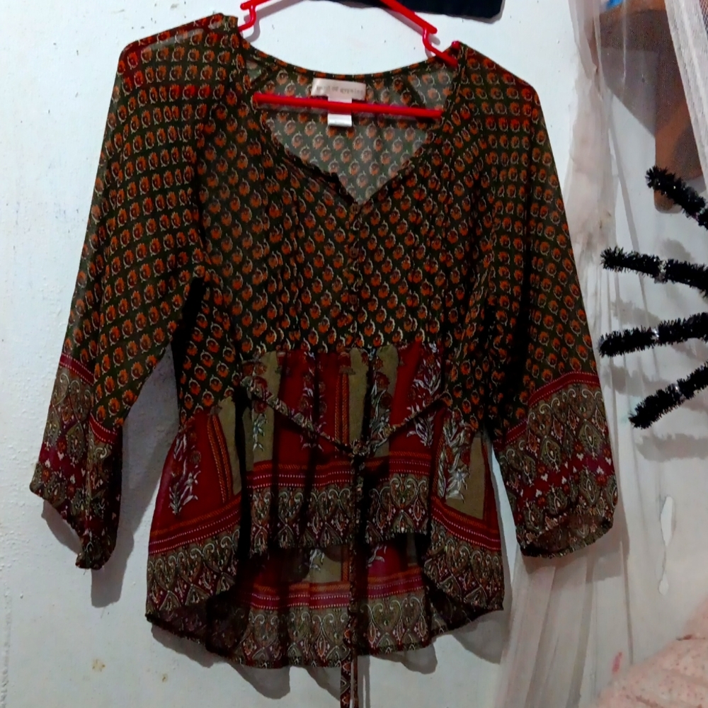 See-through floral/fall top